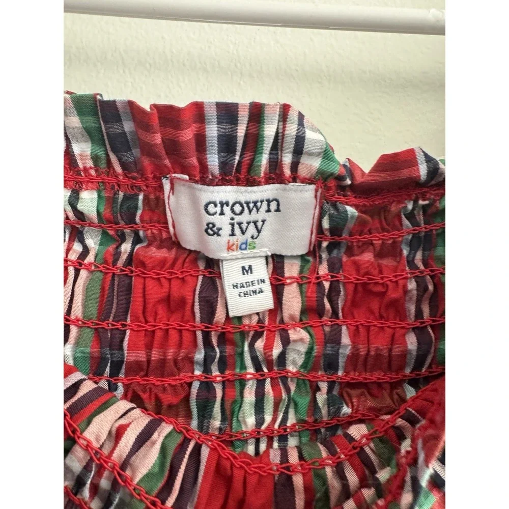 Crown &‎ Ivy Girls Plaid Dress Smocked Holiday Time Preppy Classic Medium 8-10